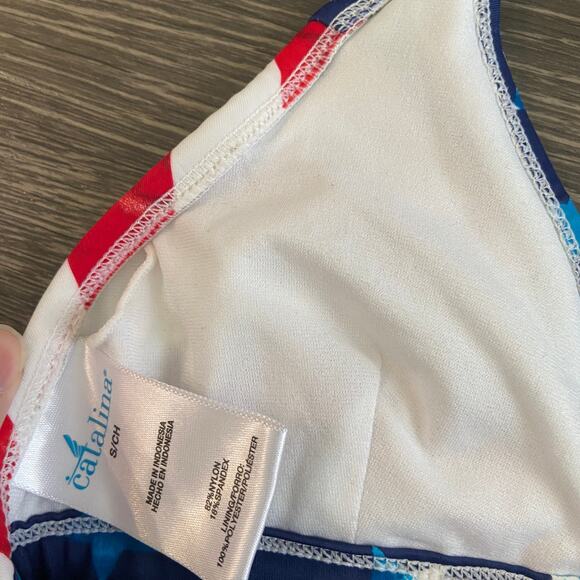 Catalina Women's Size Small American Flag July 4th Halter Tie Bikini Swim Top - Picture 4 of 6